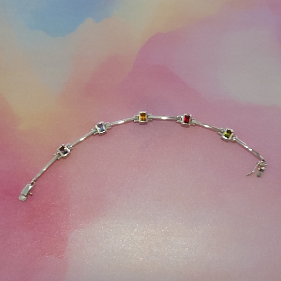 🤍 CHARMING, .925 Silver Semi-precious Faceted Birthstone Bracelet! Like New🤍 - Picture 3 of 5